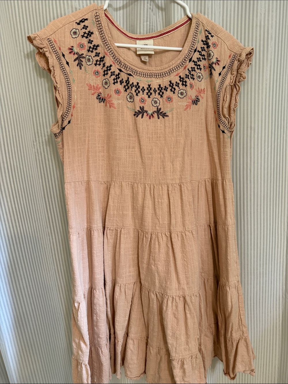 Knox Rose Embroidered Pink/Peach Tiered Dress